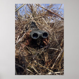 Póster Um observador do escuteiro pratica o techniqu da