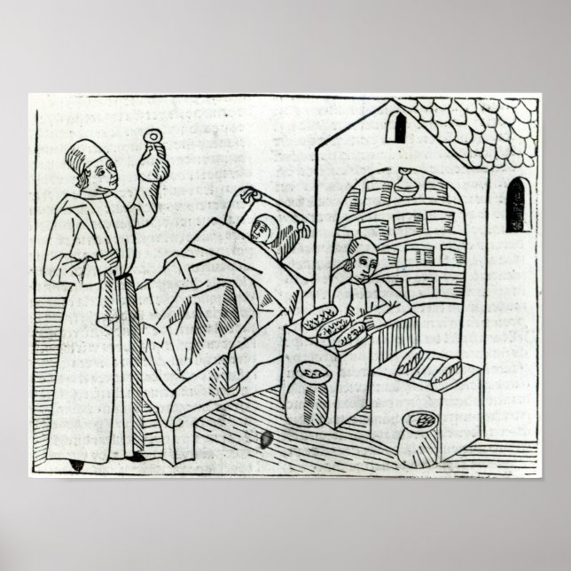 Poster Um paciente com um médico e um farmacêutico (Frente)