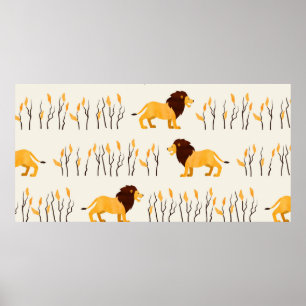 Poster Um padrão africano perfeito com leão bonito. vin
