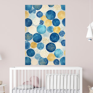 Poster Um padrão de círculos sobrepostos em tons de azul