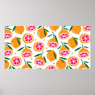 Poster Um padrão perfeito com frutas. Carimbo texturizad