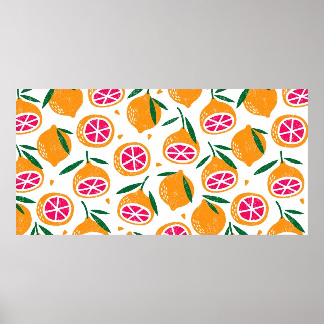 Poster Um padrão perfeito com frutas. Carimbo texturizado (Frente)