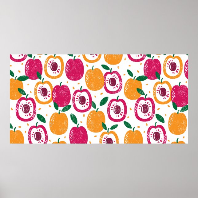 Poster Um padrão perfeito com frutas. Carimbo texturizado (Frente)