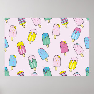 Poster Um padrão perfeito com sorvete bonito. Fruta ice