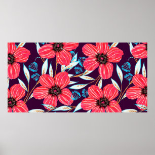 Poster Um padrão sem costura floral à mão. Sketche