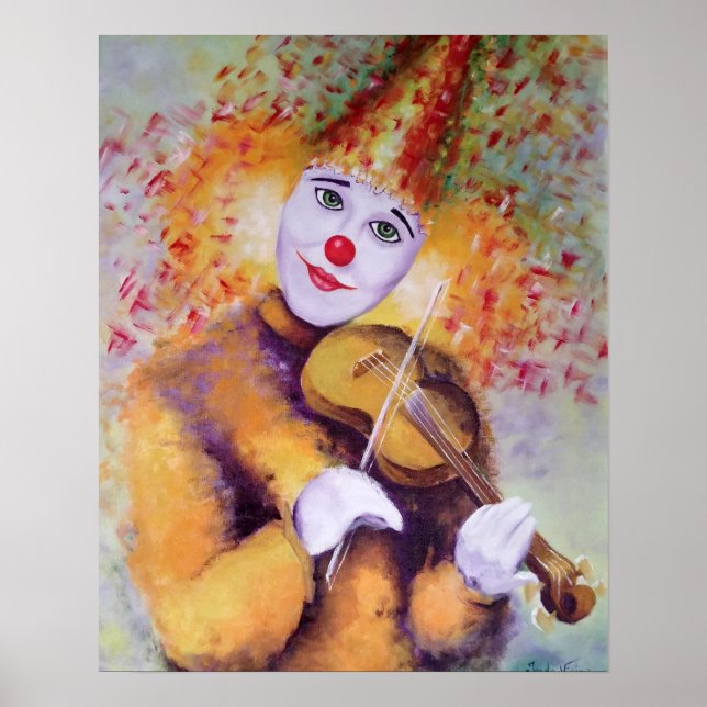Poster Um palhaço doce tocando violino (Frente)