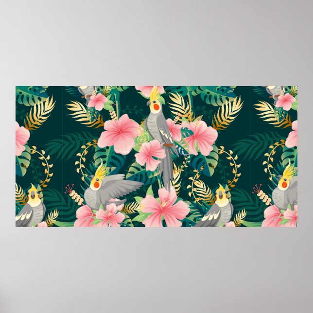 Poster Um papagaio-da-galinha sem costura fica na grana (Frente)