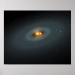 Póster Um par apertado de estrelas e um disco circundante