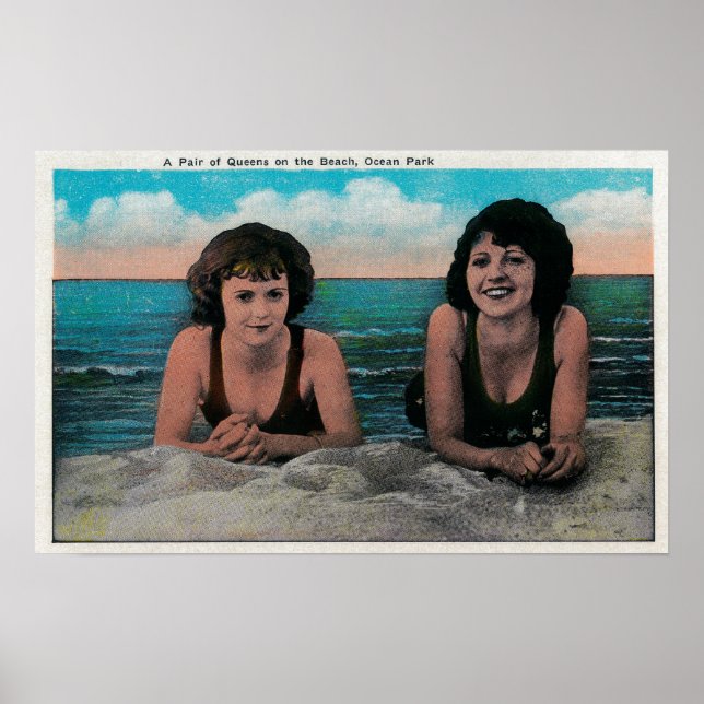 Poster Um Par de Queens na Praia, Parque Oceano (Frente)