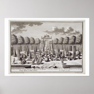 Póster Um parterre com as árvores alaranjadas no jardim