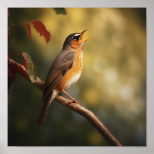 Poster Um pássaro cantando pela manhã