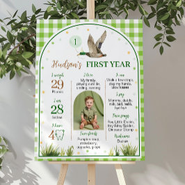 Poster Um Pato Sortudo Verde Gingham Birthday