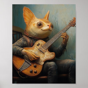 Poster Um peixe-gato engraçado tocando guitarra fantasia