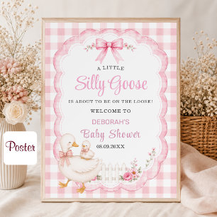 Poster Um Pequeno Chá de Bebê Cottagecore Rosa de Ganso B