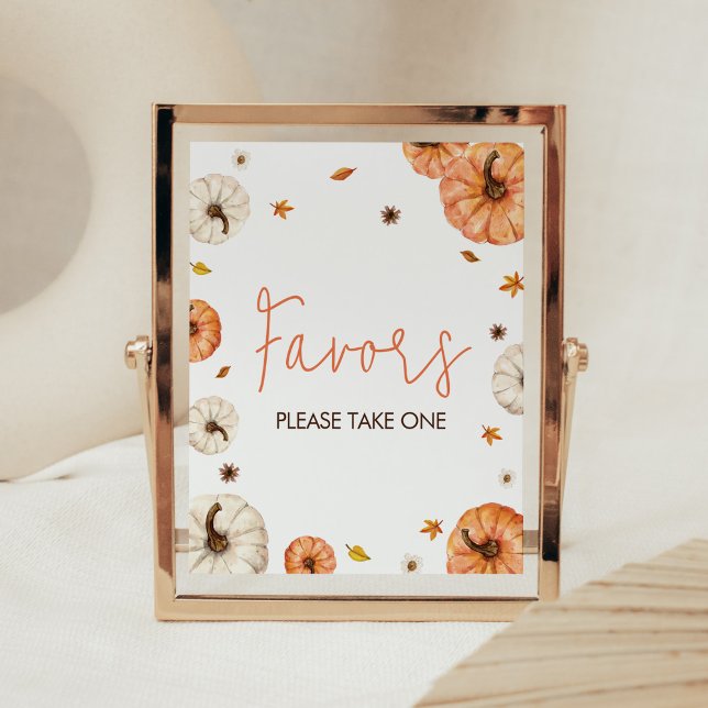 Poster Um Pequeno Chá de fraldas De Abóbora (Fall Pumpkin Baby Shower Favors Sign)