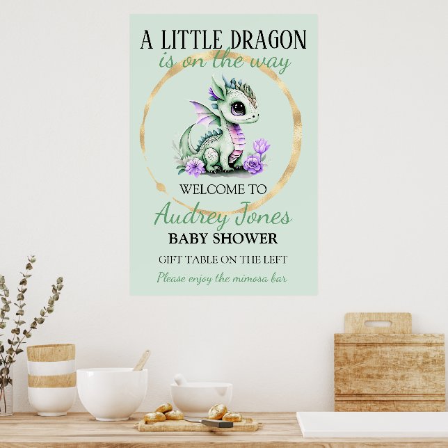 Poster Um Pequeno Dragão Está a Caminho Chã de Bebê (Cozinha)