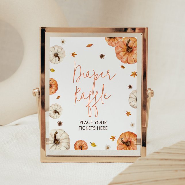 Poster Um Pequeno Pumpkin Fralda Raffle (Fall Pumpkin Baby Shower Diaper Raffle Sign)