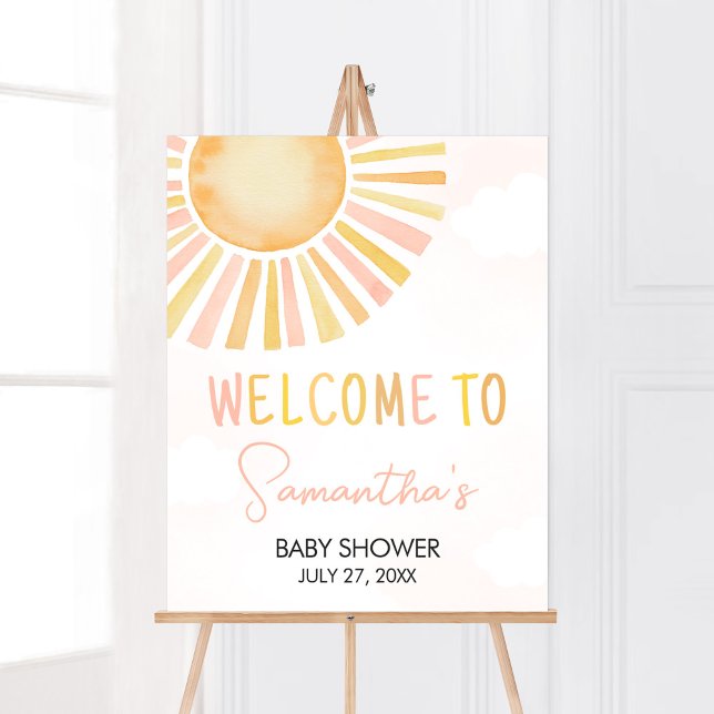 Poster Um pequeno raio de sol Chá de fraldas bem-vindo (You Are My Sunshine Baby Shower Welcome Sign)