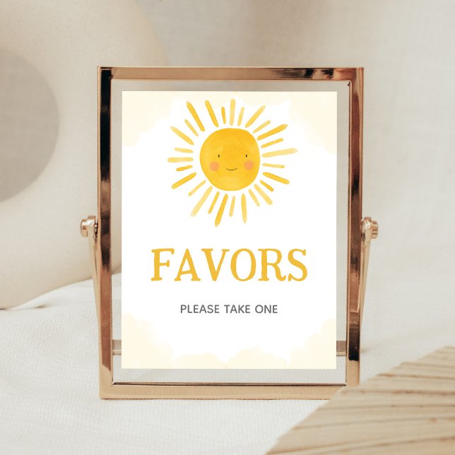Poster Um Pequeno Raio de Sol Favorece Sinal (Sunshine Baby Shower Favors Sign)