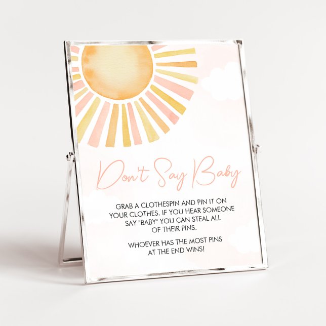 Poster Um pequeno raio de sol Não diga amor (You Are My Sunshine Baby Shower Don't Say Baby Sign)
