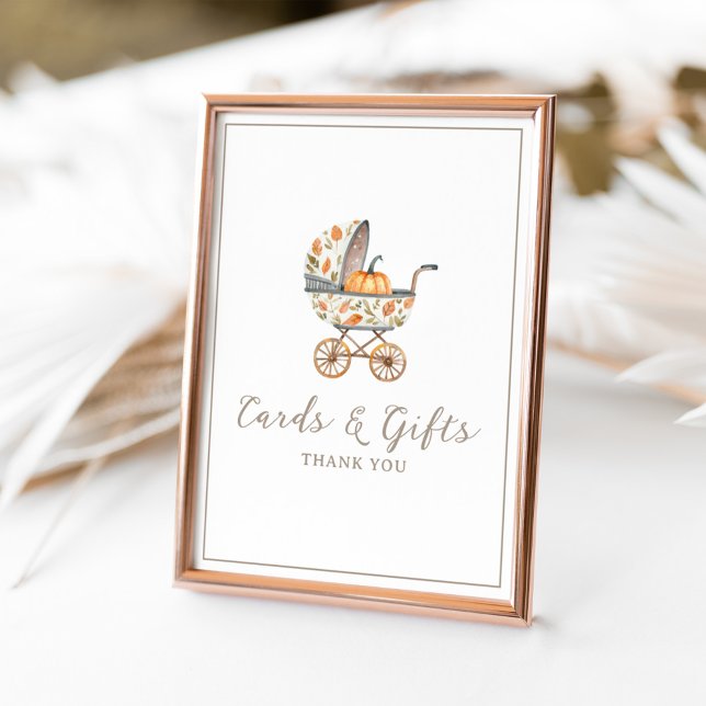 Poster Um pequeno sinal de Chá de fraldas de abóbora e pr (Criador carregado)