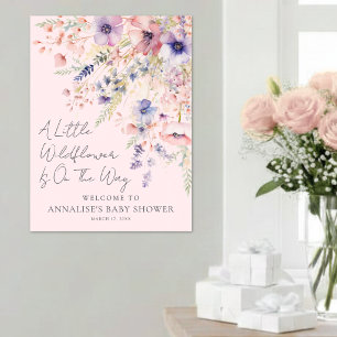 Poster Um Pequeno Sinal de Chuveirinho de Bebê Rosa Blush