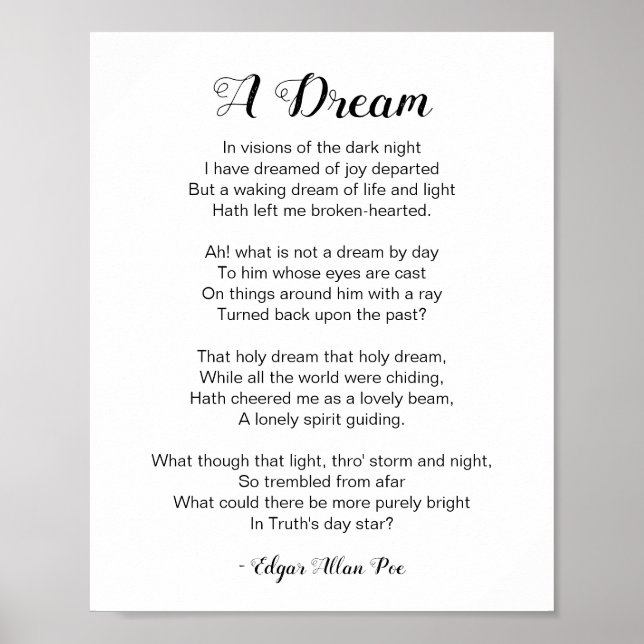 Poster Um Poema de Sonho de Edgar Allan Poe (Frente)