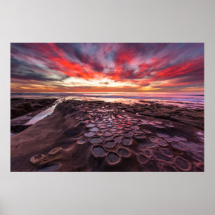 Póster Um pôr do sol incrível nas piscinas da maré