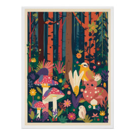Póster Um pôster brilhante da floresta