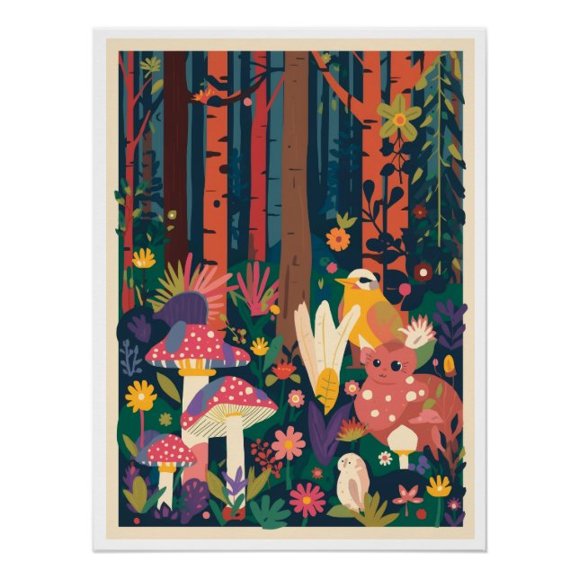 Póster Um pôster brilhante da floresta (Frente)