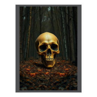Póster Um poster brilhante de ouro de halloween