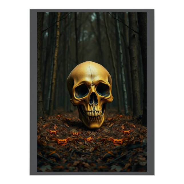 Póster Um poster brilhante de ouro de halloween (Frente)