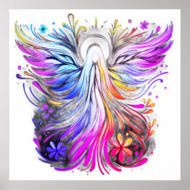 Poster Um pôster de parede de anjo com cores pastel em es
