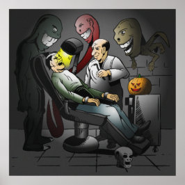 Poster Um pôster de uma Noite de Halloween no Dentista