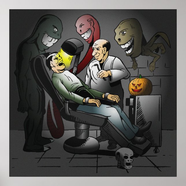 Poster Um pôster de uma Noite de Halloween no Dentista (Frente)