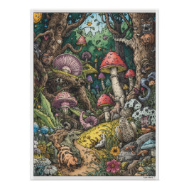 Póster Um pôster psicodélico da floresta