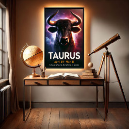 Poster Um pôster zodiacal do Touro cósmico