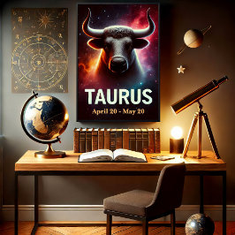 Poster Um pôster zodiacal do Touro cósmico