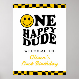 Poster Um primeiro aniversario Feliz de Rapaz Amarelo