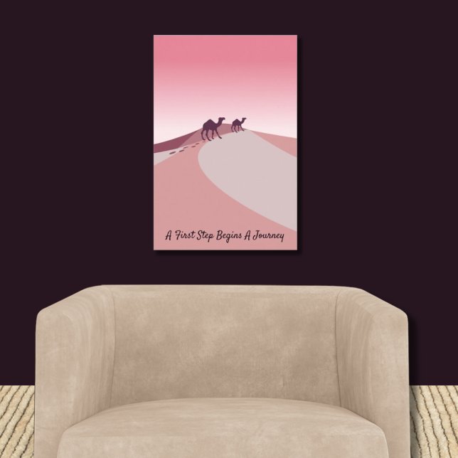 Poster Um Primeiro Passo Começa Uma Viagem, Deserto Arte  (A first Step Begins A Journey, Pink Poster)