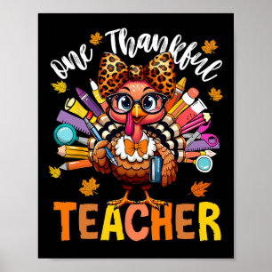 Poster Um Professor Grato Ação de Graças Peru Fofo Giz