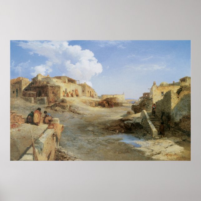 Póster Um Pueblo Indiano, Laguna, Novo México por Moran (Frente)