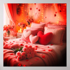 Poster Um Quarto de Dia dos Namorados Decorado Com Amor e