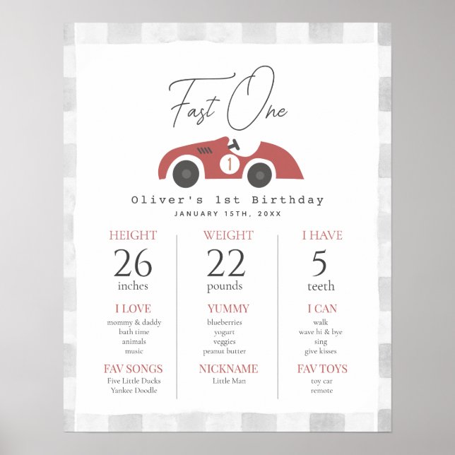 Poster Um rápido carro de corrida vermelho para o marco d (Frente)