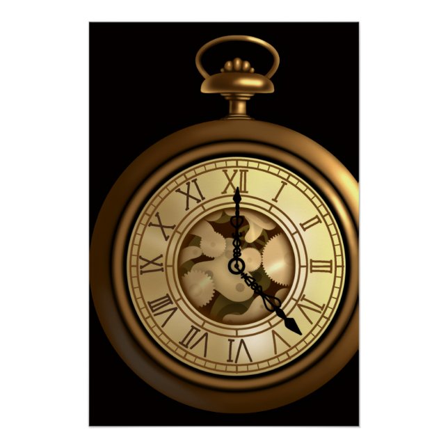 Póster Um relógio steampunk funso (Frente)