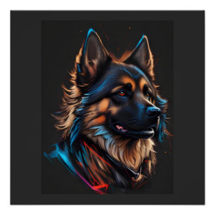 Póster Um retrato de um cão pastor alemão
