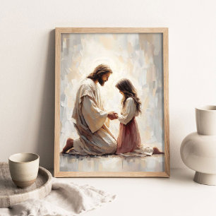 Poster Um Salvador Amoroso, Arte Cristã, Jesus e Menina