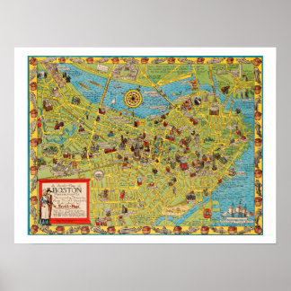 Poster Um Scott-Map de Boston, Massachusetts