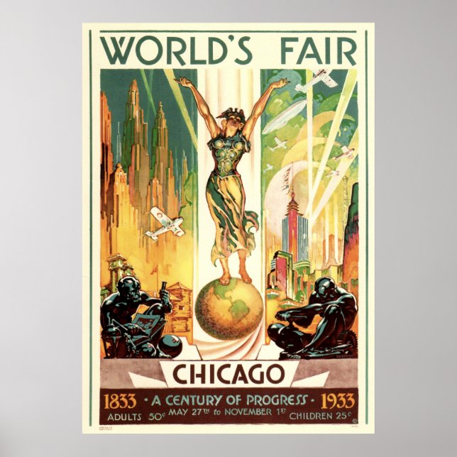 Póster Um século de progresso - Feira Mundial de Chicago  (Frente)