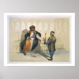 Póster Um Sheikh árabe Smoking, ilustração 'do Val